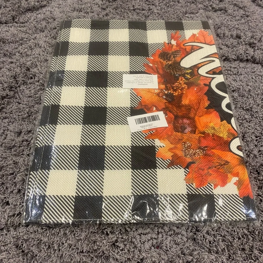 Hello Autumn Plaid Hello Garden Flag